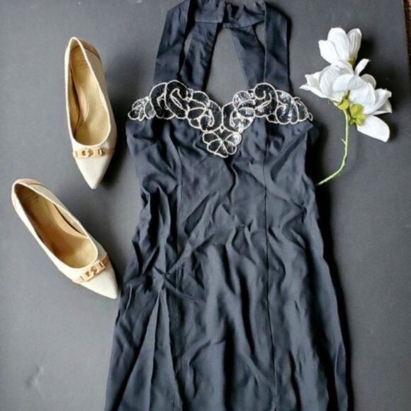 Vintage Jump Formal Black Dress - Picture 1 of 8